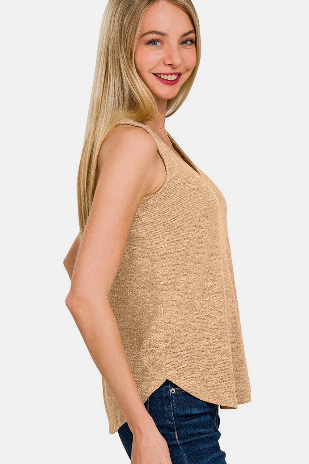 Zenana V-Neck Curved Hem Tank for Effortless Style-2