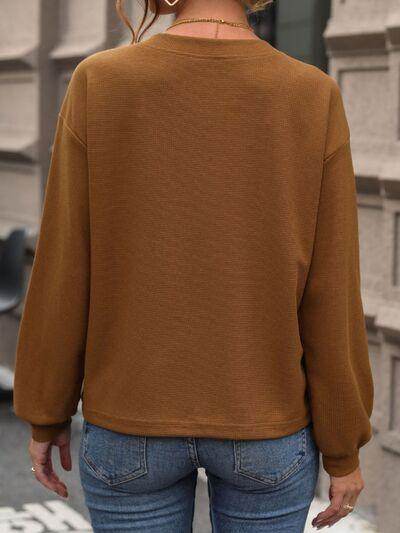 Perfee V-Neck Long Sleeve Top for Stylish Comfort Wear-1