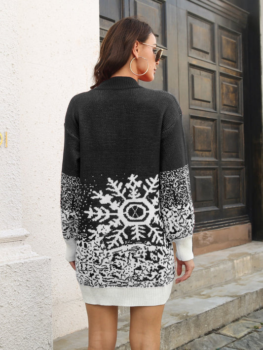 Snowflake Pattern Sweater Dress-1