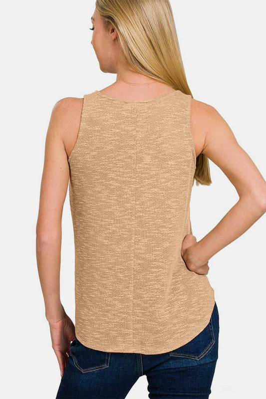 Zenana V-Neck Curved Hem Tank for Effortless Style-1