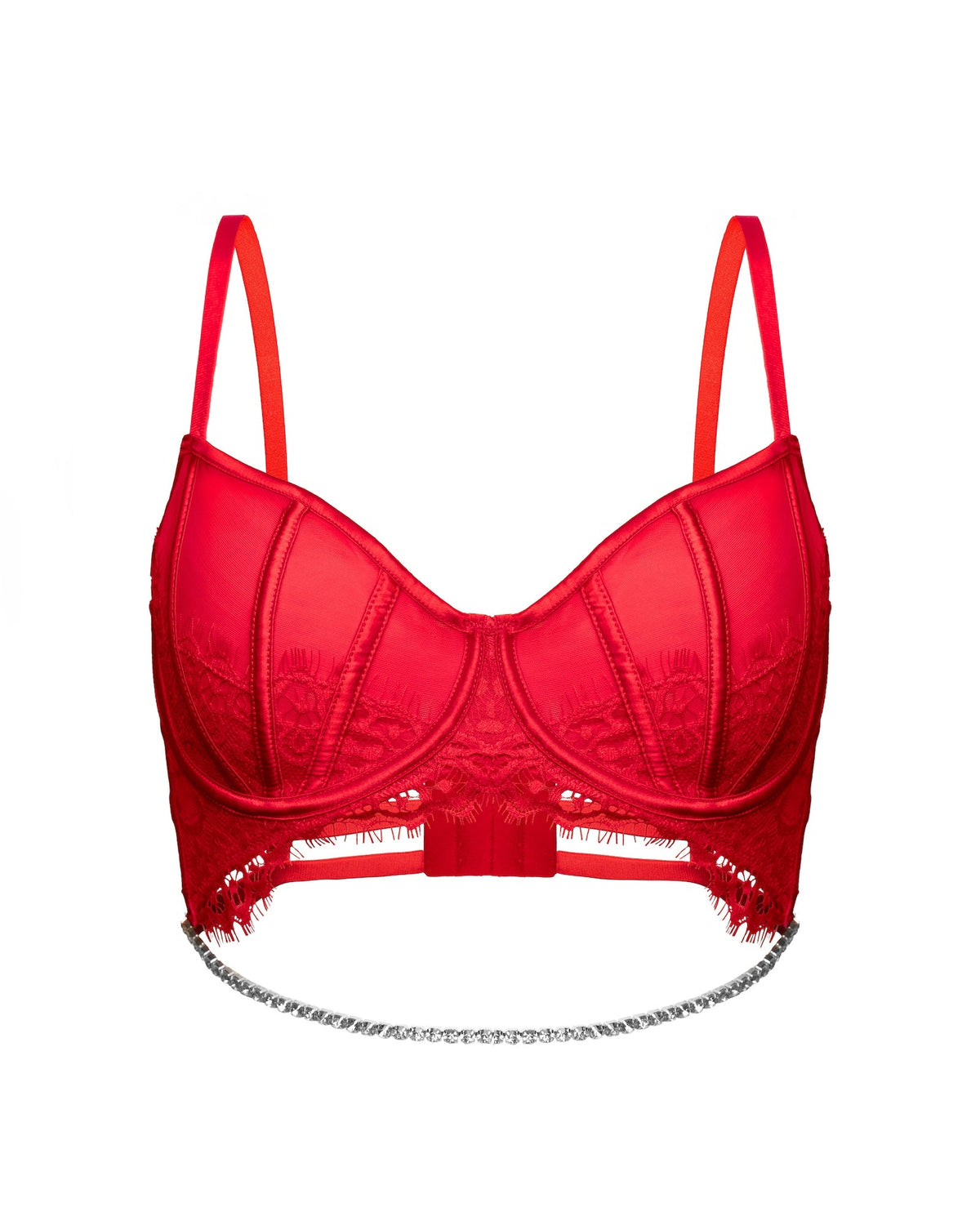 Soft Cup Rhinestone Lace Bra, Eclipse