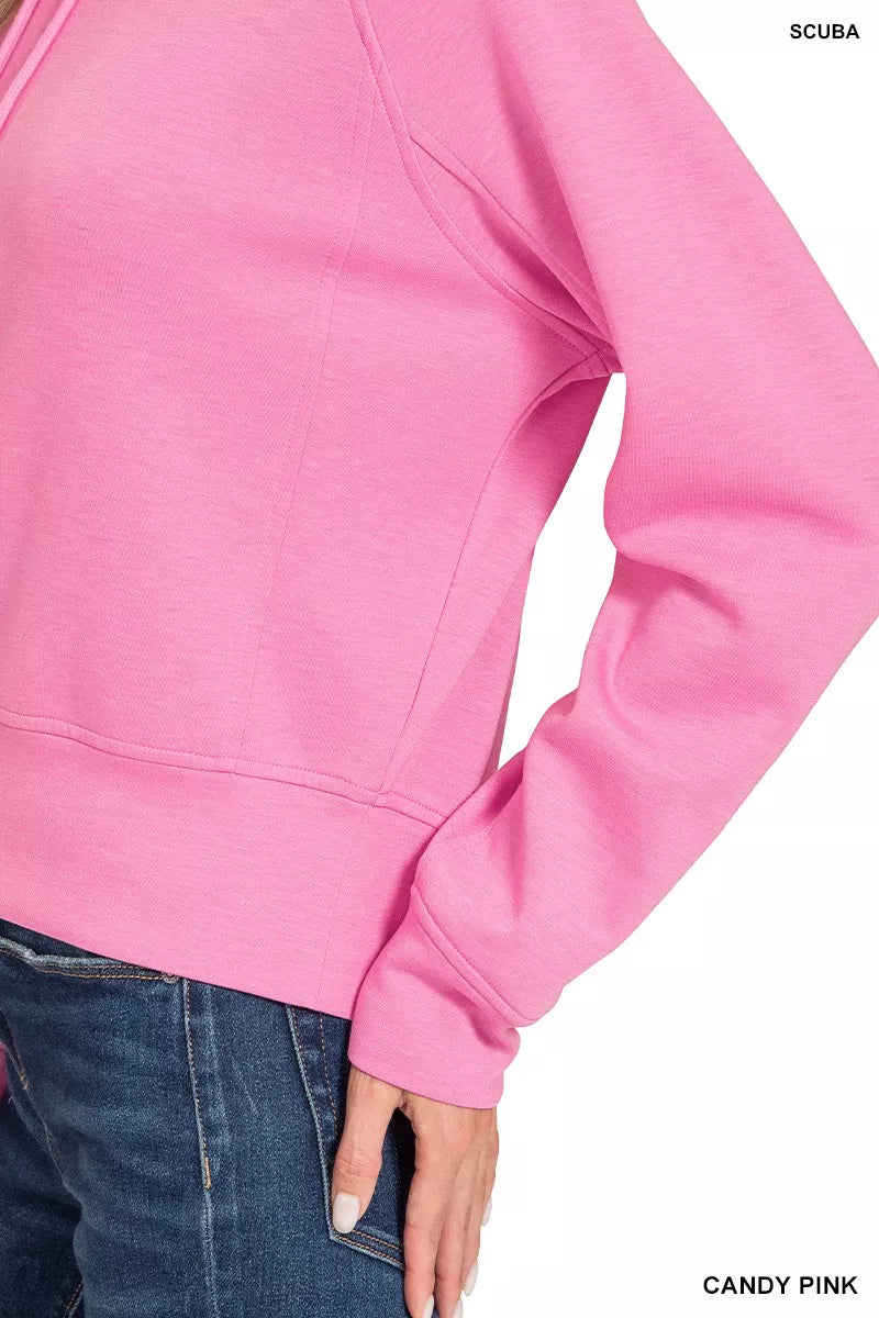 Zenana Drawstring Scuba Hoodie-4