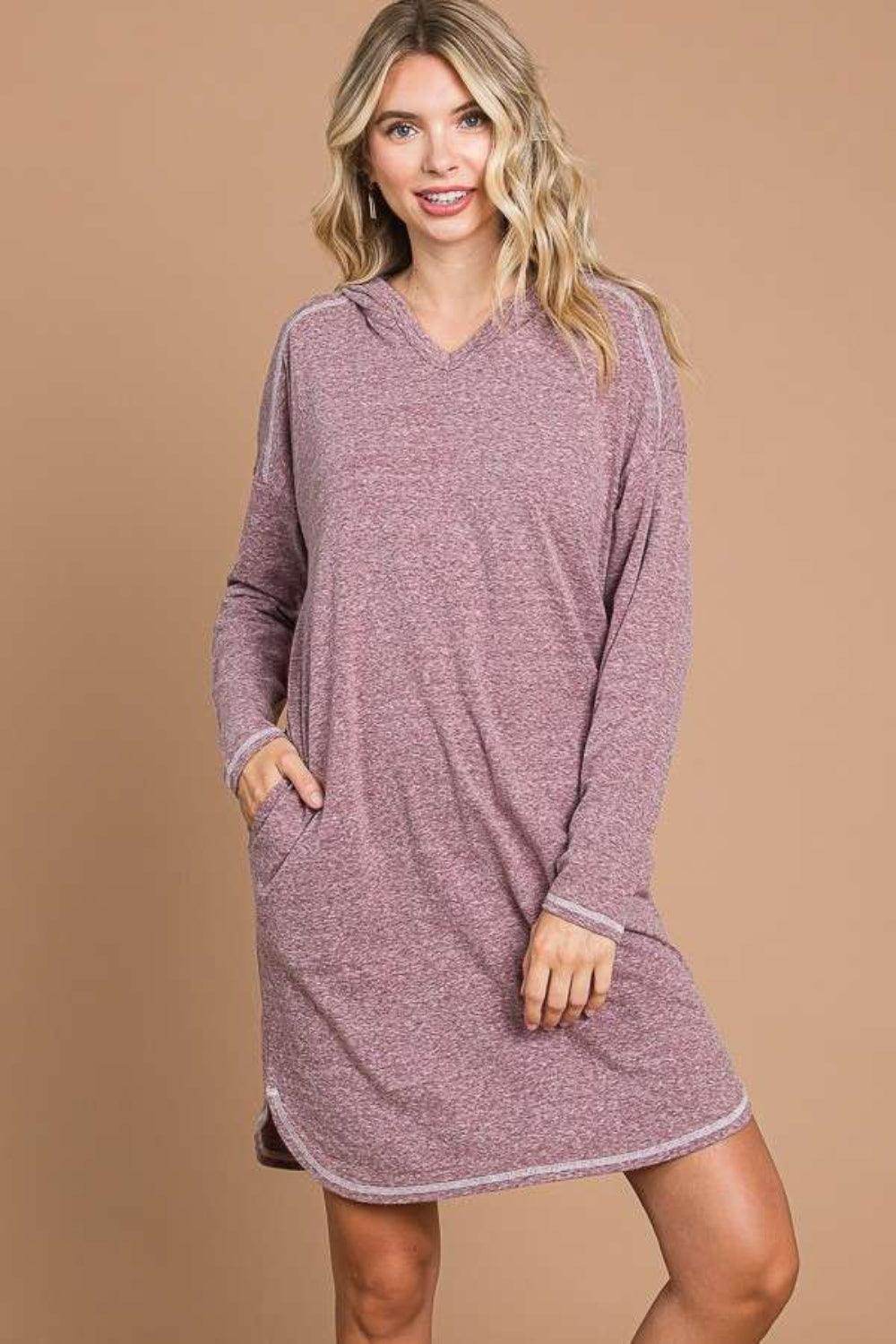 Culture Code Full Size Hooded Long Sleeve Sweater Dress-3