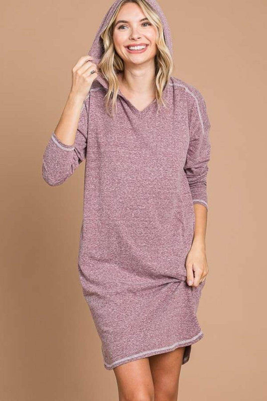 Culture Code Full Size Hooded Long Sleeve Sweater Dress-0