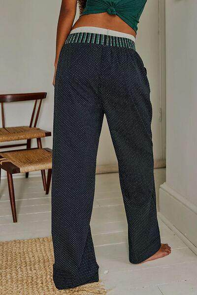 Polka Dot Elastic Waist Wide Leg Pants for Stylish Comfort-2