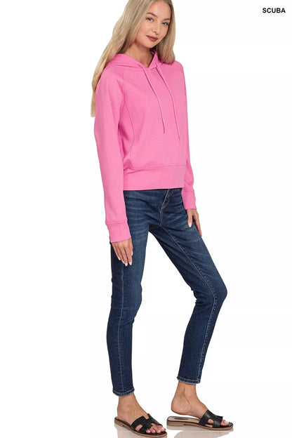 Zenana Drawstring Scuba Hoodie-2