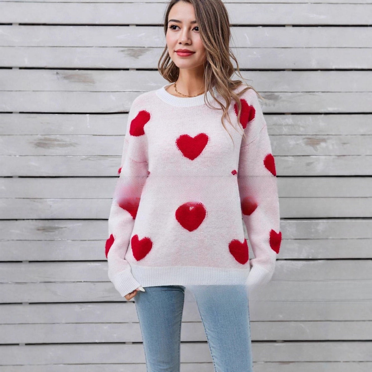 Fashion Women's Wear Love Long Sleeve Knitted Sweater