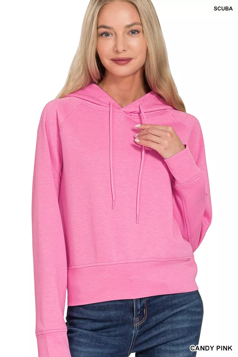 Zenana Drawstring Scuba Hoodie-0