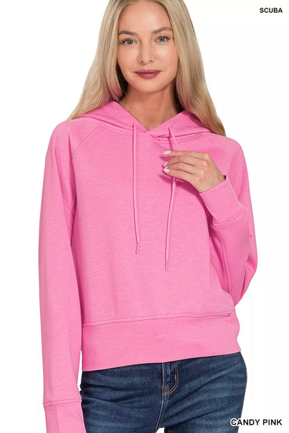 Zenana Drawstring Scuba Hoodie-0