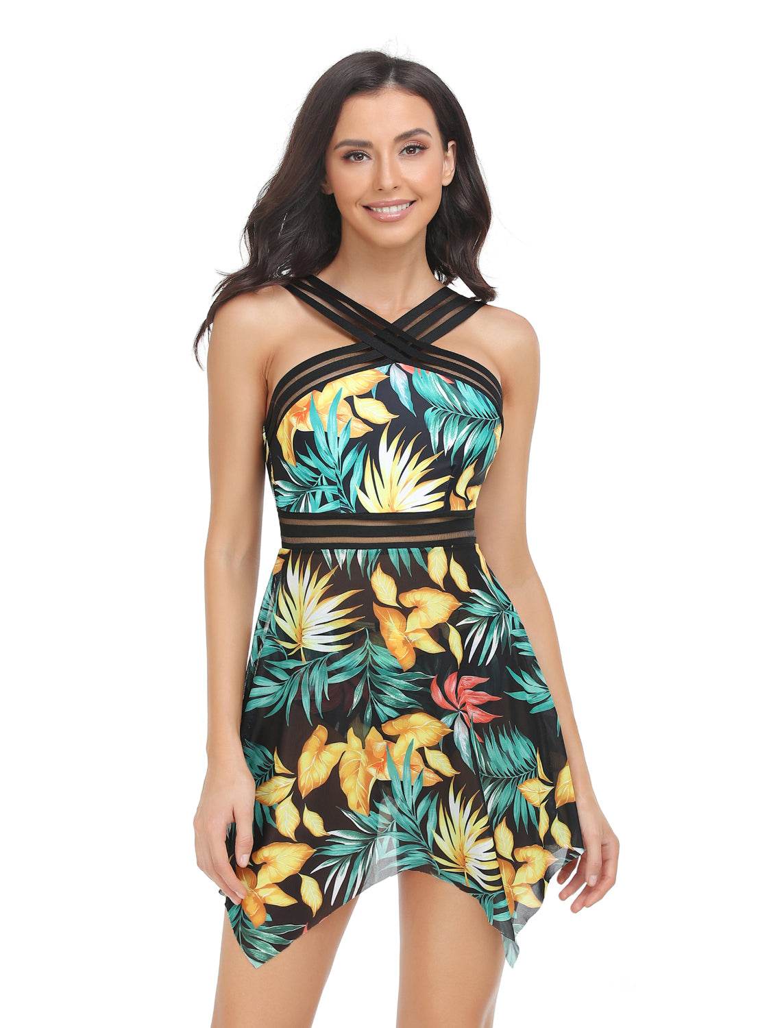 Cutout Printed Two-Piece Swim Set-3