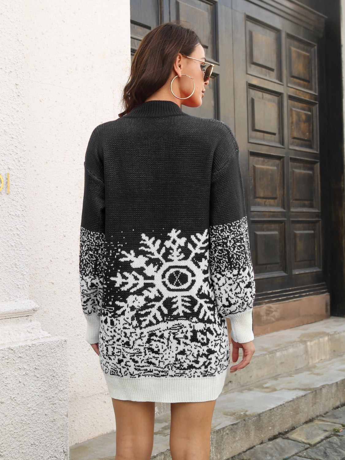 Snowflake Pattern Sweater Dress-1