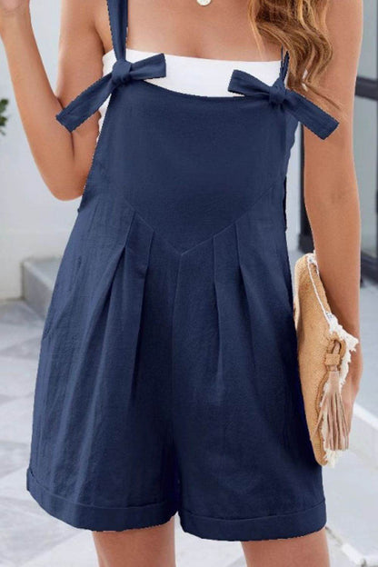 Knotted Strap Romper with Pockets-3
