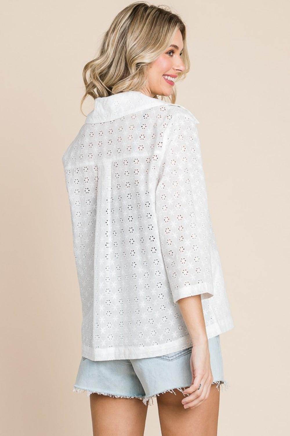 Culture Code Double Breasted Eyelet Jacket with Pockets-1