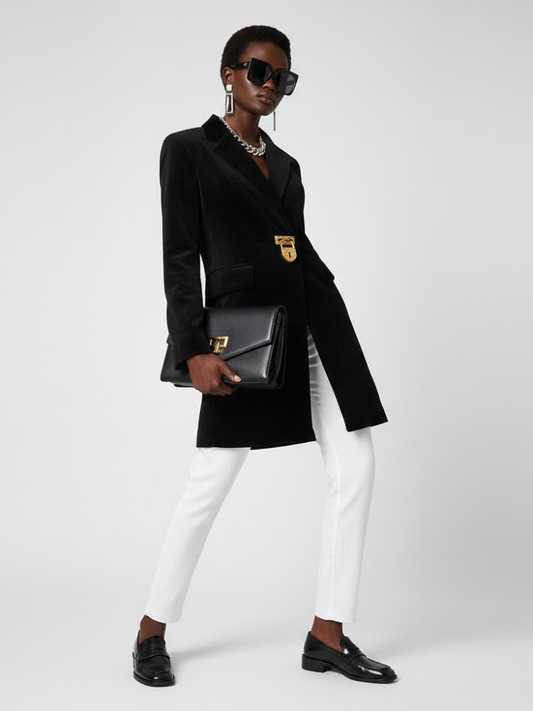 Black Tailored Coat with Clasp - DOWNTOWN BROOKLYN: New Collection COUTURE in BROOKLYN - BYMANYC ® New York