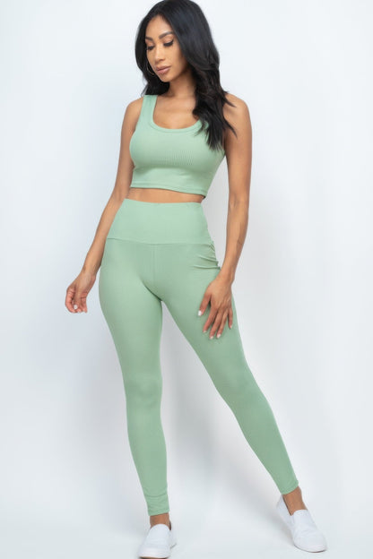 Ribbed Crop Top & Leggings Set-9