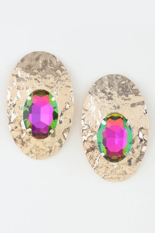 Women's Drop Earrings Hammered Rhinestone Disc BYMANYC ® New York TEXTURED SPARKLING CIRCLE DANGLE - New Collection