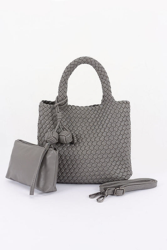 Women's Tote Bag Braided Vegan Leather BYMANYC ® New York CONTEMPORARY WOVEN SHOPPER PURSE - New Collection