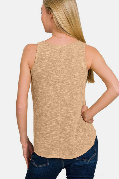Zenana V-Neck Curved Hem Tank for Effortless Style-1