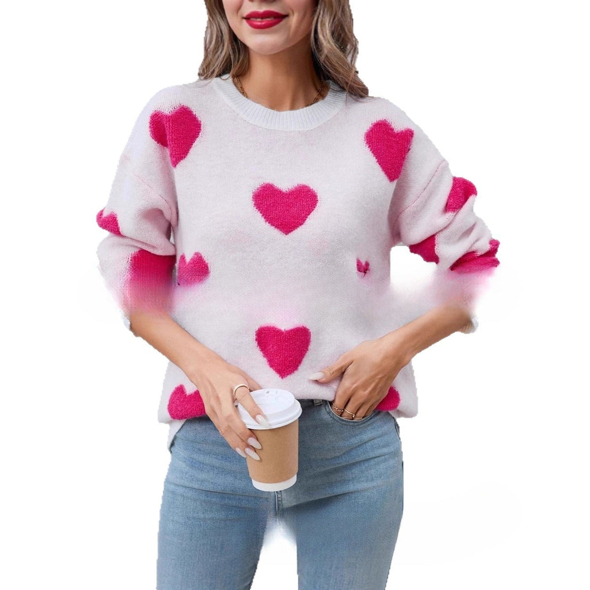Fashion Women's Wear Love Long Sleeve Knitted Sweater