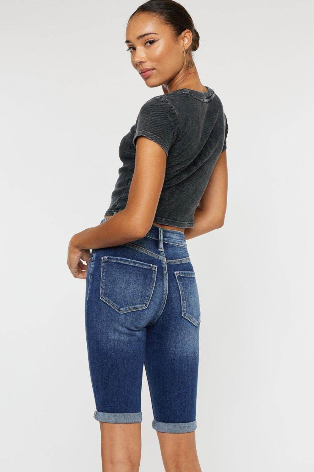 Kancan Full Size Cat's Whiskers Button Fly Denim Shorts-2