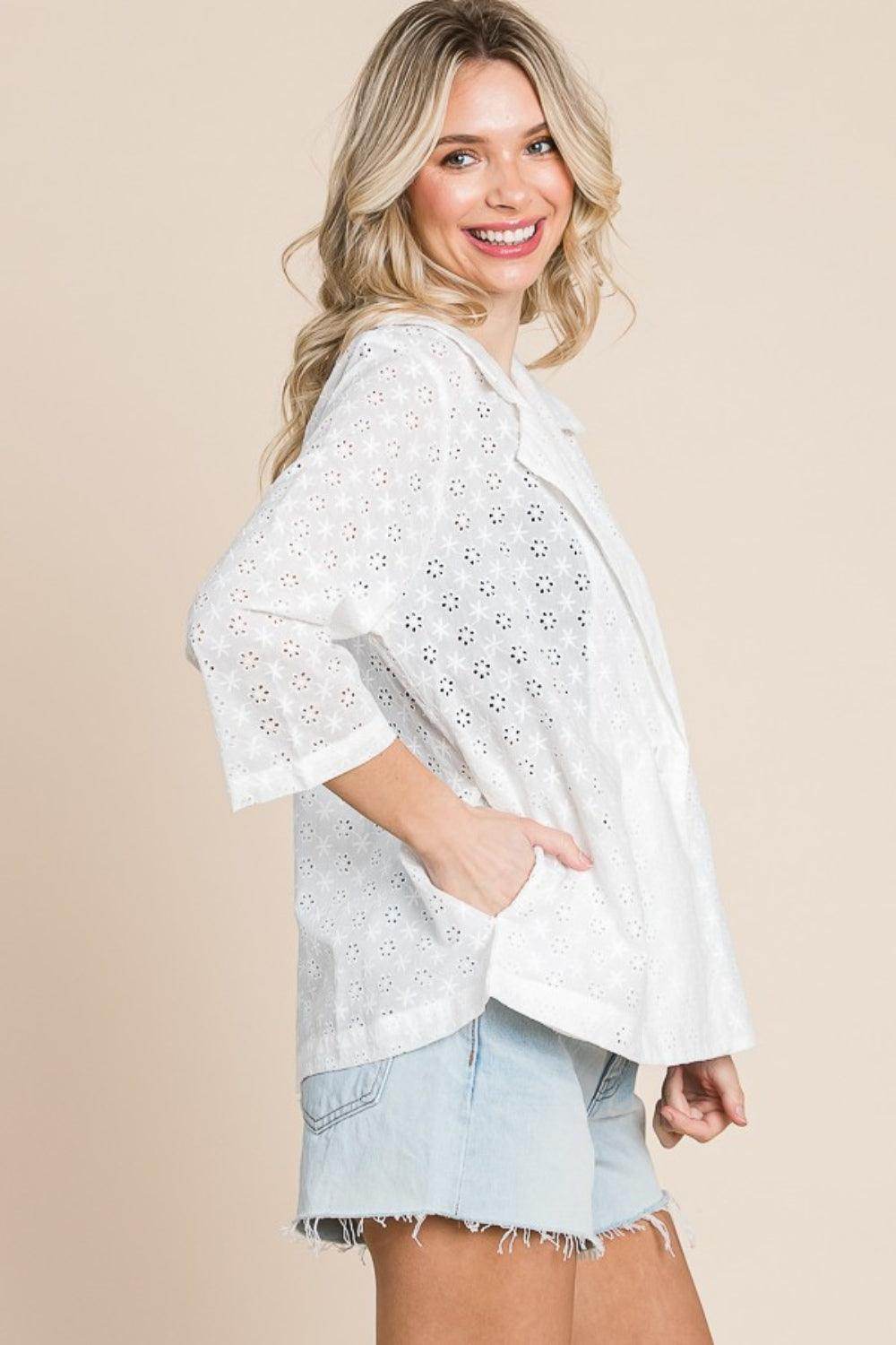 Culture Code Double Breasted Eyelet Jacket with Pockets-2