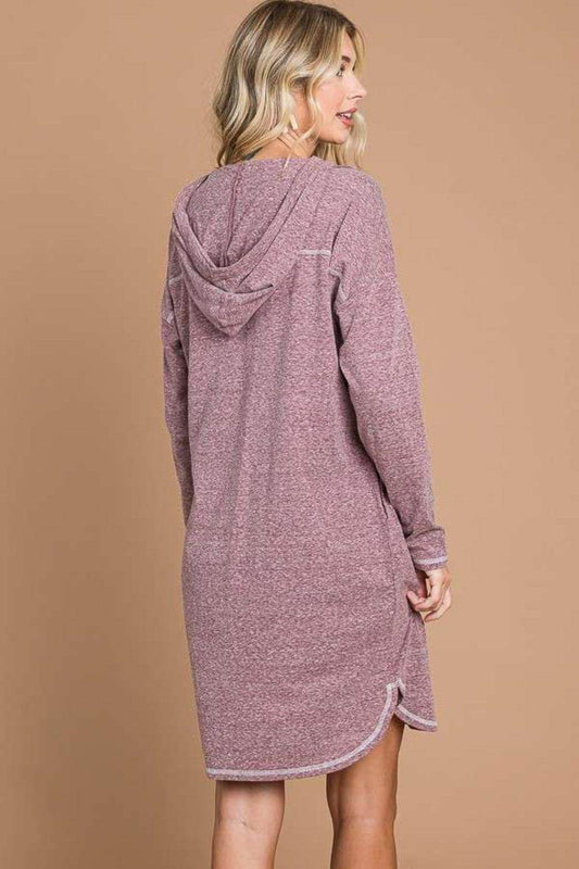 Culture Code Full Size Hooded Long Sleeve Sweater Dress-1