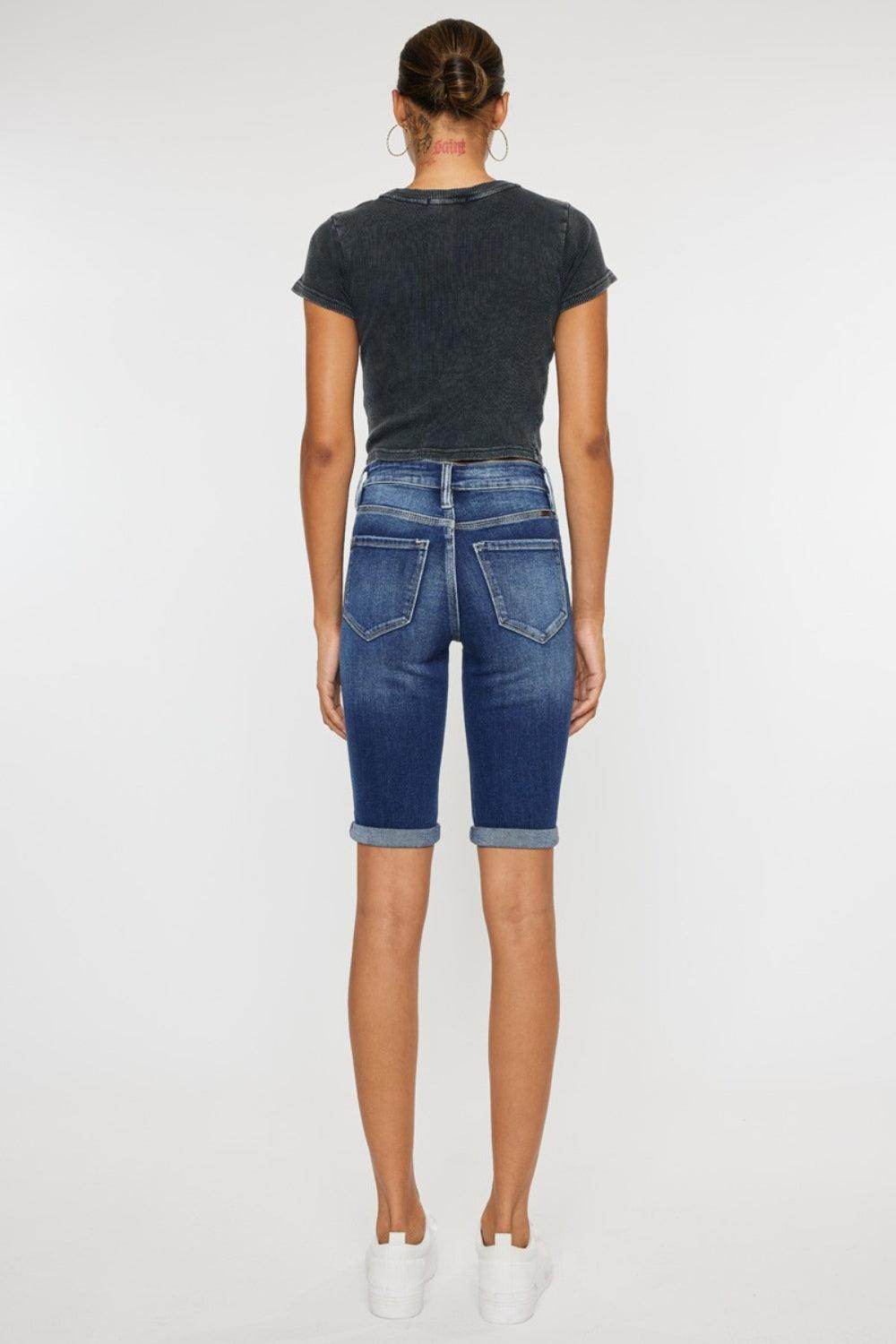 Kancan Full Size Cat's Whiskers Button Fly Denim Shorts-3