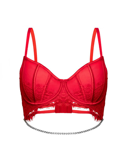 Soft Cup Rhinestone Lace Bra, Eclipse